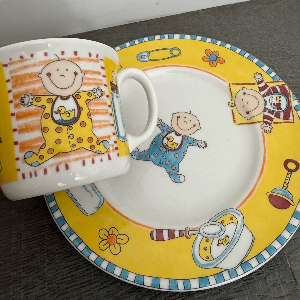 Vintage Royal Doulton Millennium Baby Plate and Cup China Set